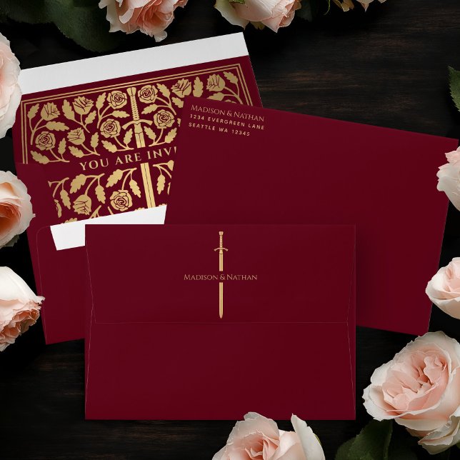 Red Royal Medieval Gold Sword Wedding Envelope (Creator Uploaded)