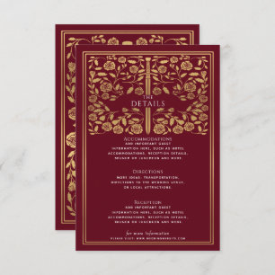 Red Royal Medieval Sword Wedding Details  Enclosure Card