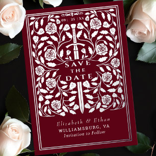 Red Royal Medieval Sword Wedding Save the Date