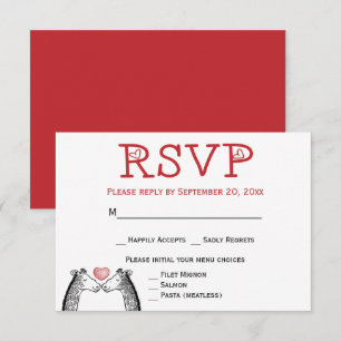 Red RSVP Giraffe Burgundy Wedding Engagement Invitation