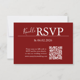 Red RSVP QR Code Card for Modern Wedding