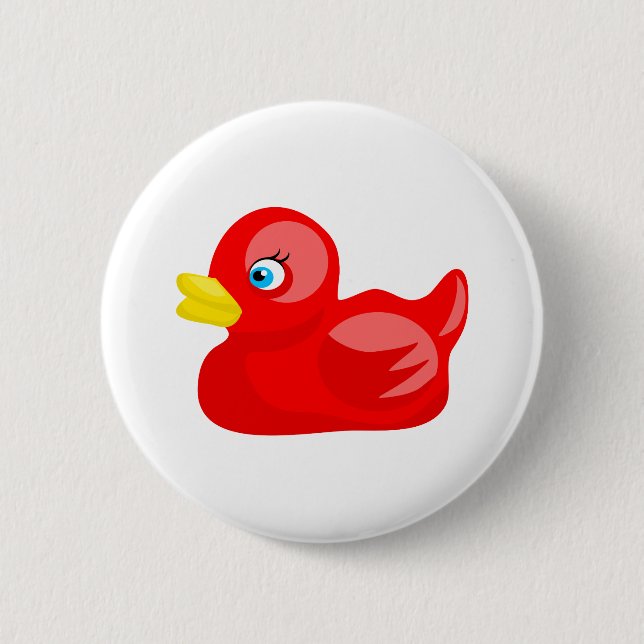 Red Rubber Duck 2 Inch Round Button (Front)