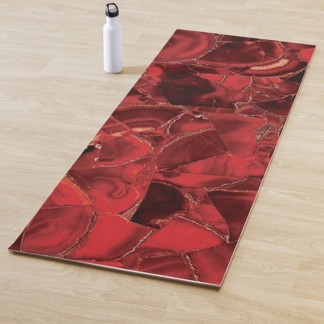 Red Ruby Carnelian Precious Stone Yoga Mat (In Situ)
