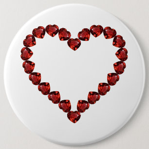 Red Ruby Gemstone Heart 6 Inch Round Button