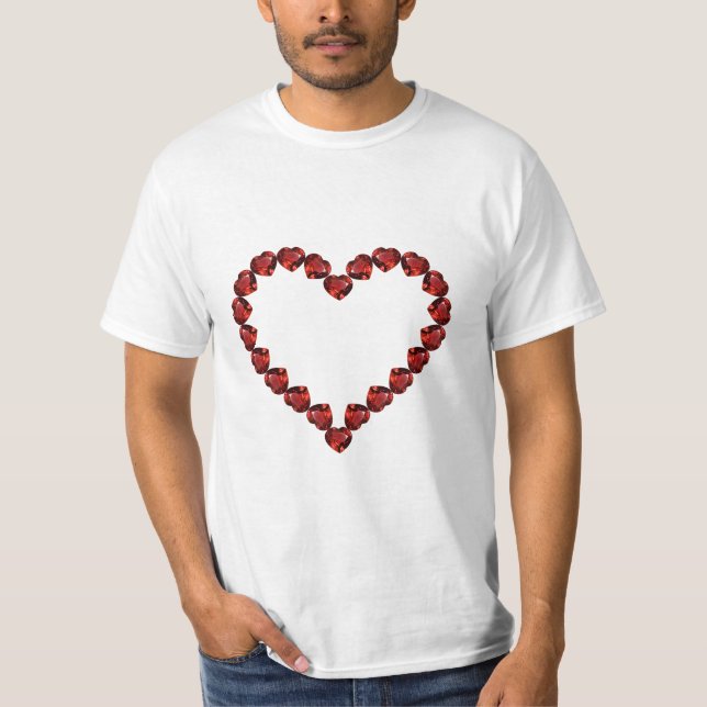 Red Ruby Gemstone Heart T-Shirt (Front)