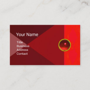 RED RUBY GEMSTONE MONOGRAM Abstract Geometric Business Card