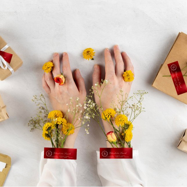 Red Ruby Wine Monogram Return Address Labels (Creator Uploaded)