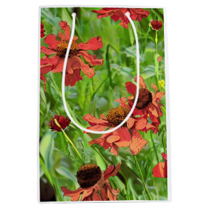 RED RUDBECKIA FLOWERS MEDIUM GIFT BAG