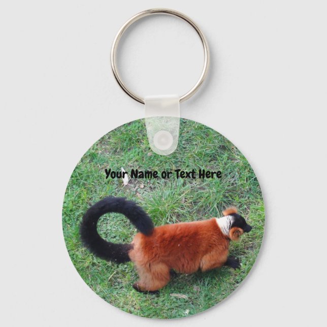 Red Ruffed Lemur #2 Keychain (Front)