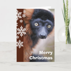 Red Ruffed Lemur Christmas Card
