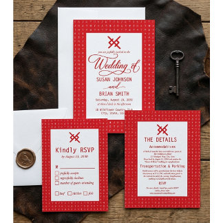 Red Runes Viking Wedding Details Accommodations Enclosure Card