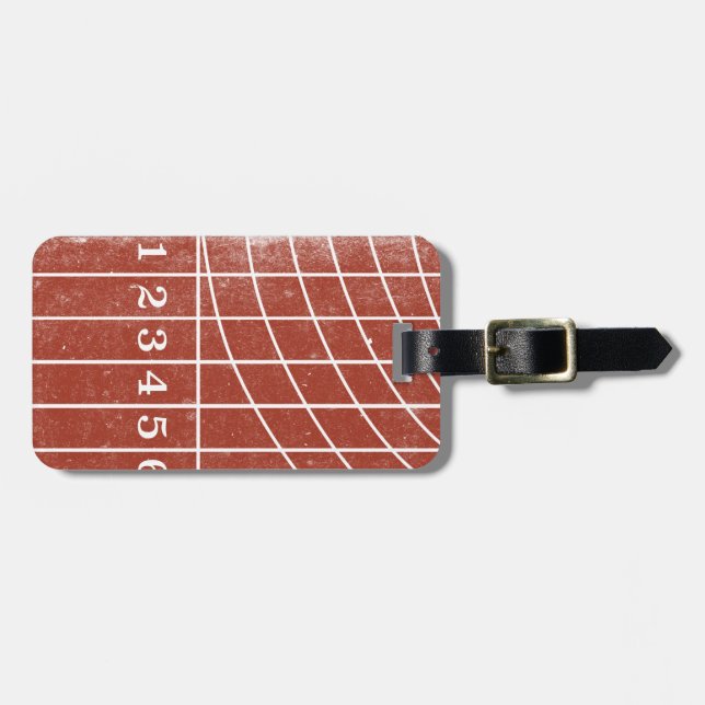 Red Running Track Distressed Custom Luggage Tag (Front Horizontal)