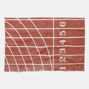 Red Running Track Distressed Style Kitchen TowelSt Towel