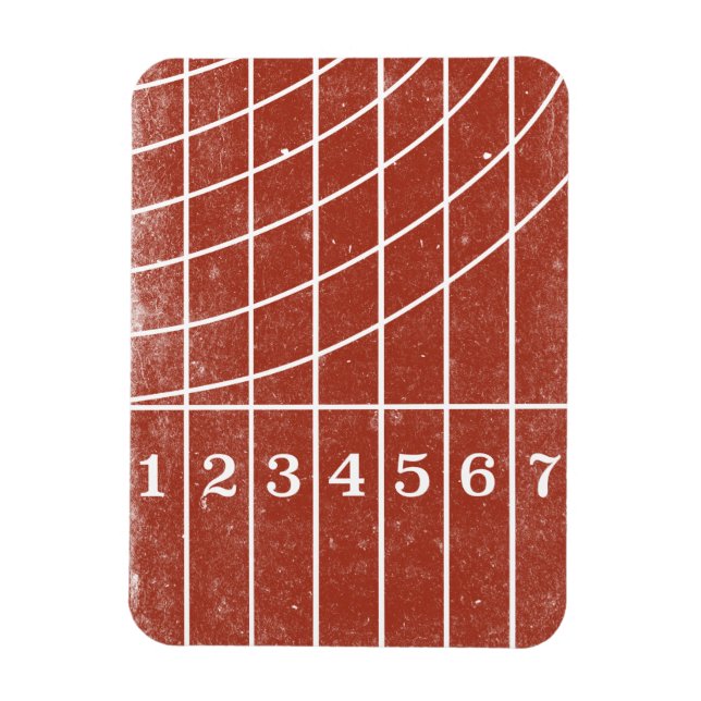 Red Running Track Distressed Style Magnet (Vertical)