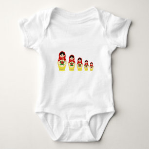 Red russian matryoshka nesting dolls baby shirt
