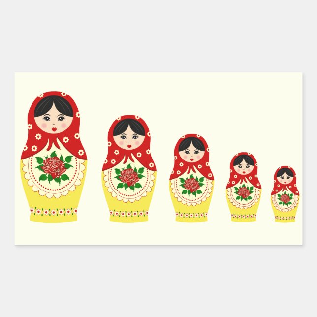 Red russian matryoshka nesting dolls sticker (Front)