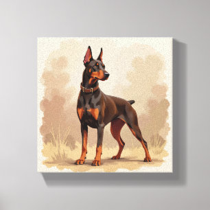 Red Rust Brown Doberman Pinscher Dog Canvas Print