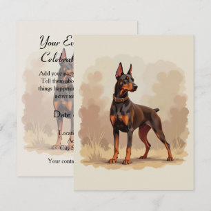 Red Rust Brown Doberman Pinscher Dog Invitation