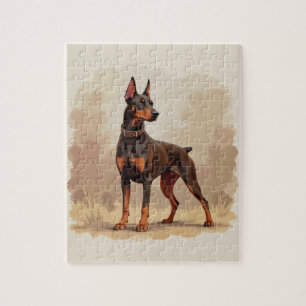 Red Rust Brown Doberman Pinscher Dog Jigsaw Puzzle