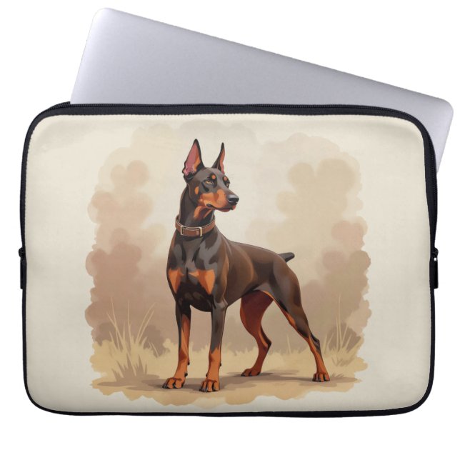 Red Rust Brown Doberman Pinscher Dog Laptop Sleeve (Front)