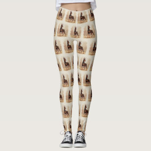 Red Rust Brown Doberman Pinscher Dog Leggings