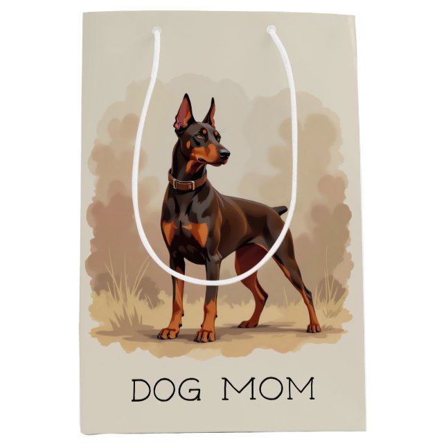 Red Rust Brown Doberman Pinscher Dog Medium Gift Bag (Front)