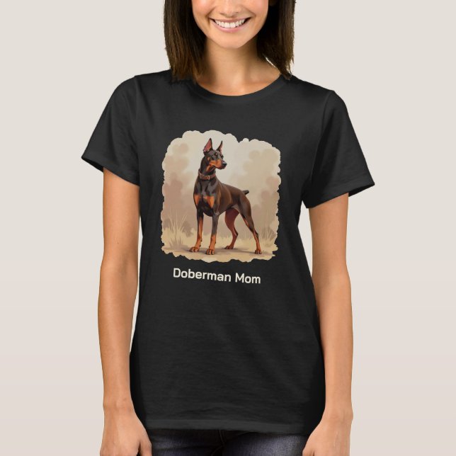 Red Rust Brown Doberman Pinscher Dog Mom T-Shirt (Front)