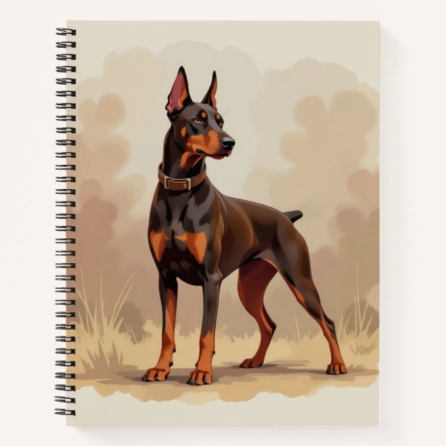 Red Rust Brown Doberman Pinscher Dog Notebook (Front)