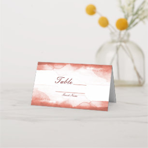 Red Rust Clay Watercolor Table Number Seating Place Card