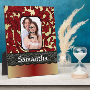 Red rust damask plaque