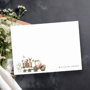 Red Rust Farm Animals Tractor Kids Birthday Card