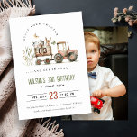 Red Rust Farm Animals Tractor Kids Photo Birthday Invitation<br><div class="desc">If you need any other matching product or customization,  kindly message via Zazzle.</div>