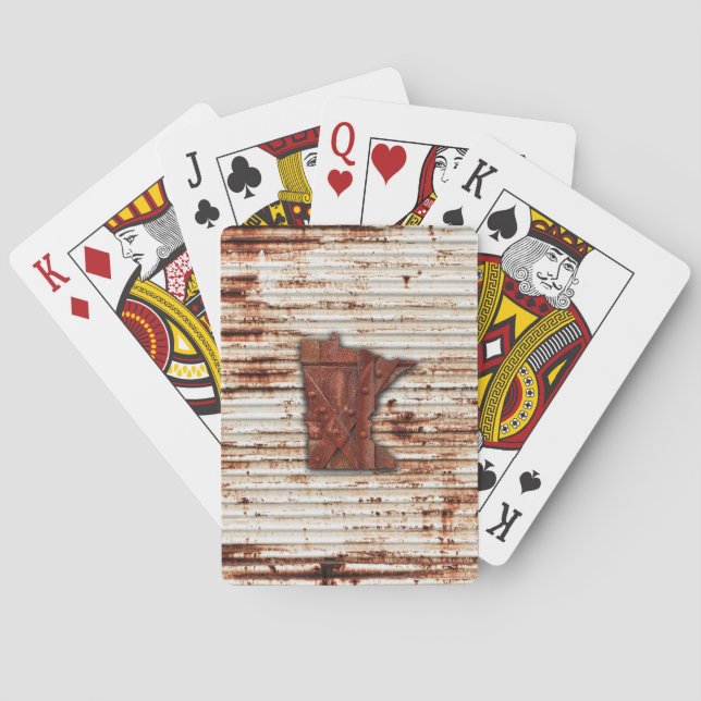 Red Rust Minnesota Shape Playing Cards (Back)