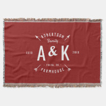 Red Rustic Arrow Family Monogram | Editable Colour