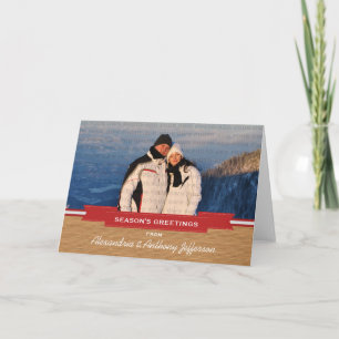Red Rustic Banner Photo Greeting Card