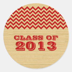 Red Rustic Chevron Graduation Stickers
