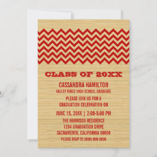 Red Rustic Chevron Invitation