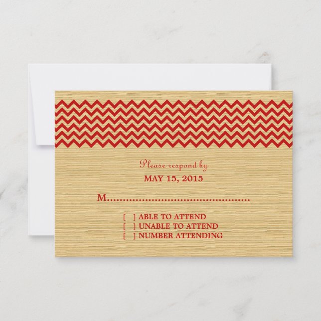 Red Rustic Chevron Response Card (Front)