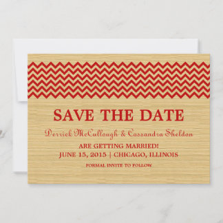 Red Rustic Chevron Save the Date Invite