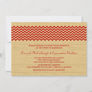 Red Rustic Chevron Wedding Invite