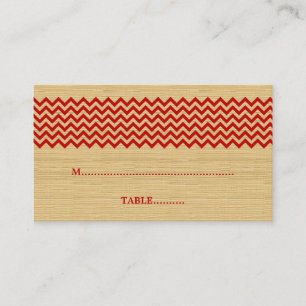 Red Rustic Chevron Wedding Place Card