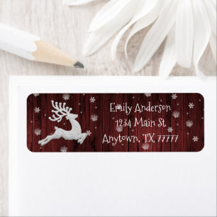 Red Rustic Christmas Reindeer Étiquette de adresse