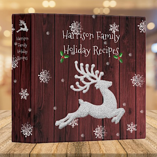 Red Rustic Christmas Reindeer Recipe Binder (Red Rustic Christmas Reindeer Family Recipe Binder)