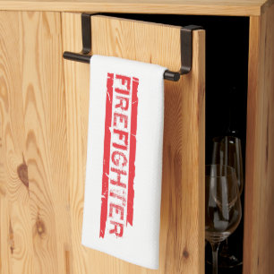 Red Rustic Firefighter Fireman Manly Cool Kitchen Towel