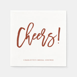 Red Rustic Hand Lettering Cheers Wedding Napkin