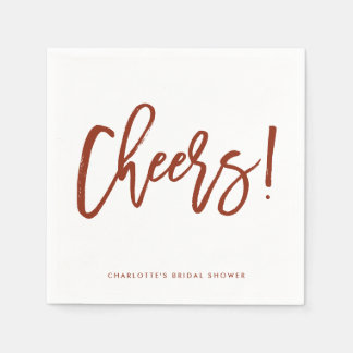 Red Rustic Hand Lettering Cheers Wedding Napkin
