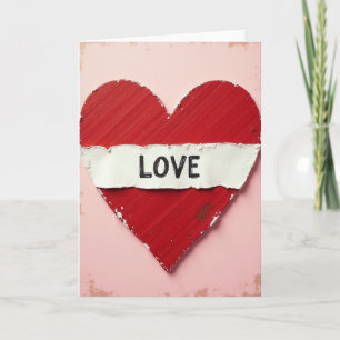 Red Rustic Love Heart Card