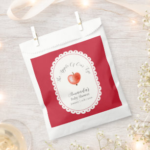 Red Rustic Minimalist Vintage Apple Baby Shower Favour Bag