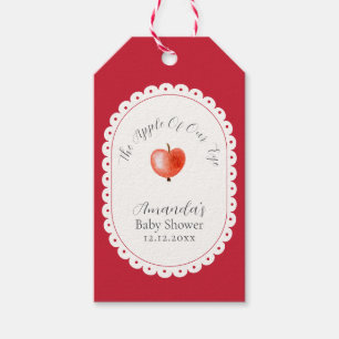 Red Rustic Minimalist Vintage Apple Baby Shower Gift Tags