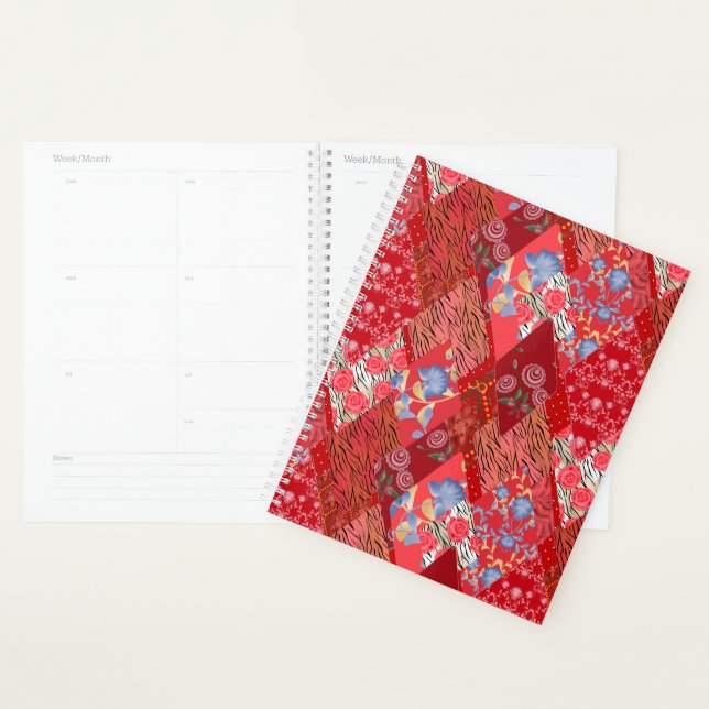 Red , rustic , patchwork planner (Display)